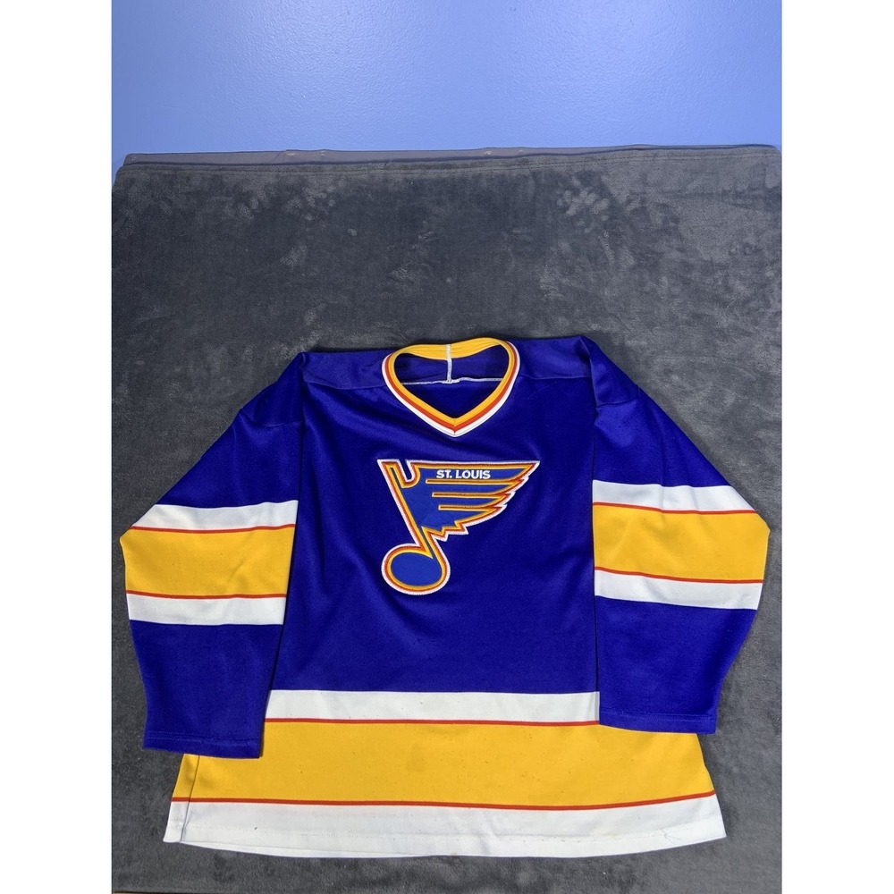 Vintage CCM St Louis Blues NHL Hockey Jersey Men XL Blue Note 1990s Mesh 27 PTP
